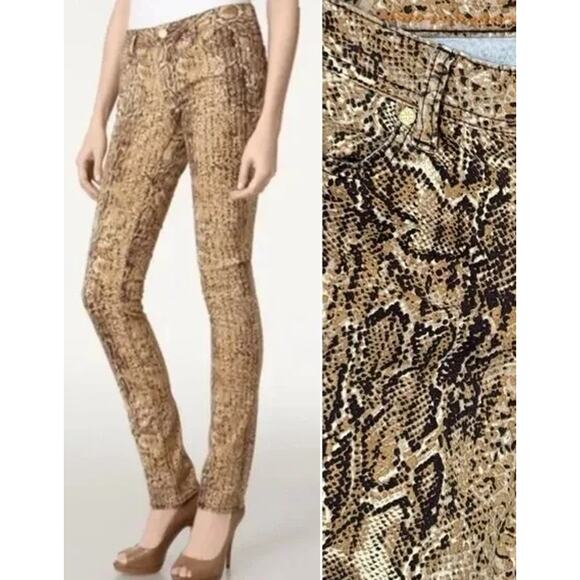 Tory Burch Snakeskin Python Print Super Skinny Jeans Women Size 26 35" TALL LONG - Picture 1 of 15
